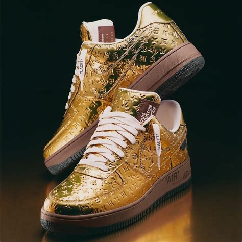 louis vuitton nike air force gold